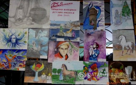 Выставка работ учащихся школы №15, победителей городских конкурсов детского рисунка